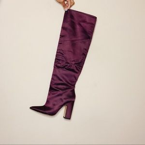 SALE • Zara Knee High Satin Heel Boots